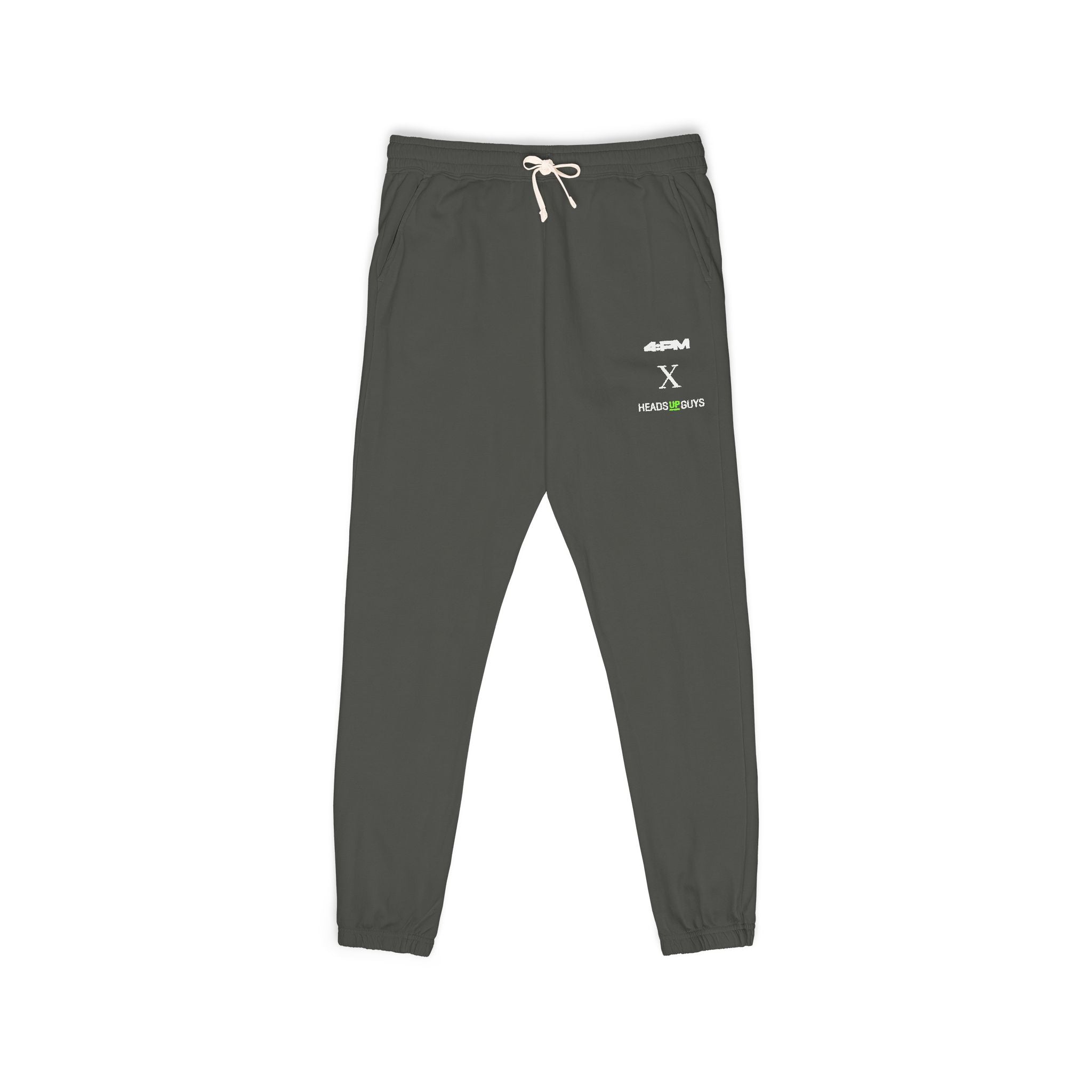 4:PM X HeadsUpGuys — Fleece Sweatpants — Minimal White Logo Joggers
