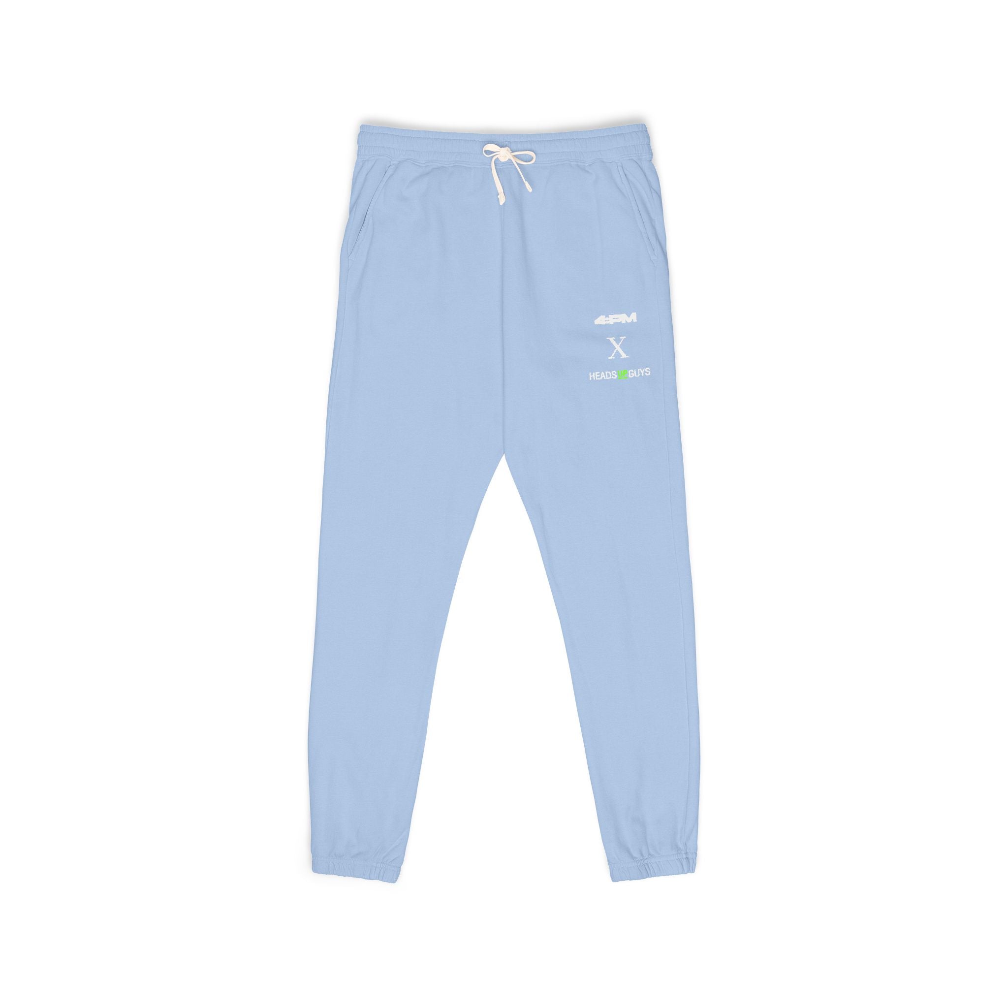 4:PM X HeadsUpGuys — Fleece Sweatpants — Minimal White Logo Joggers