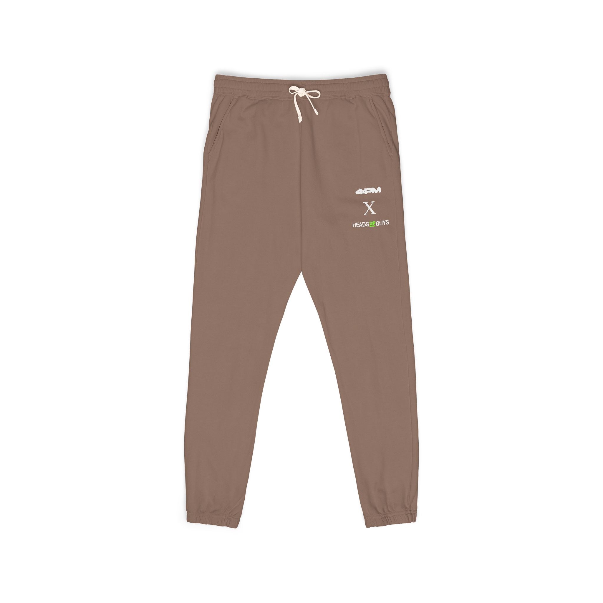 4:PM X HeadsUpGuys — Fleece Sweatpants — Minimal White Logo Joggers