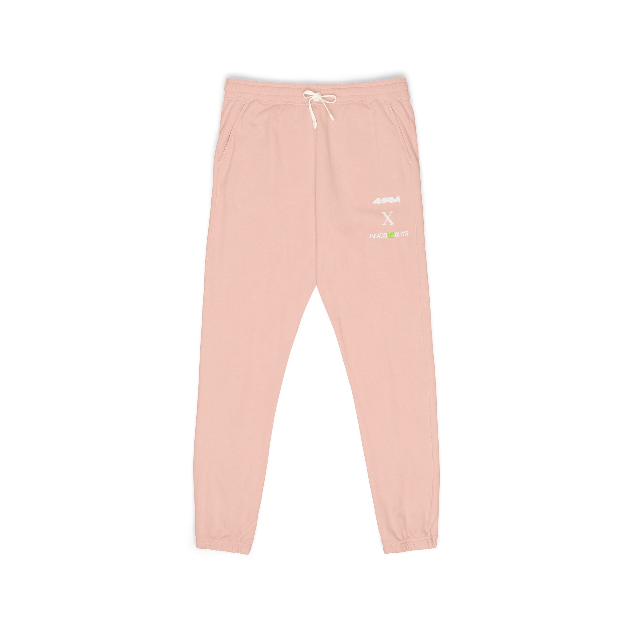 4:PM X HeadsUpGuys — Fleece Sweatpants — Minimal White Logo Joggers